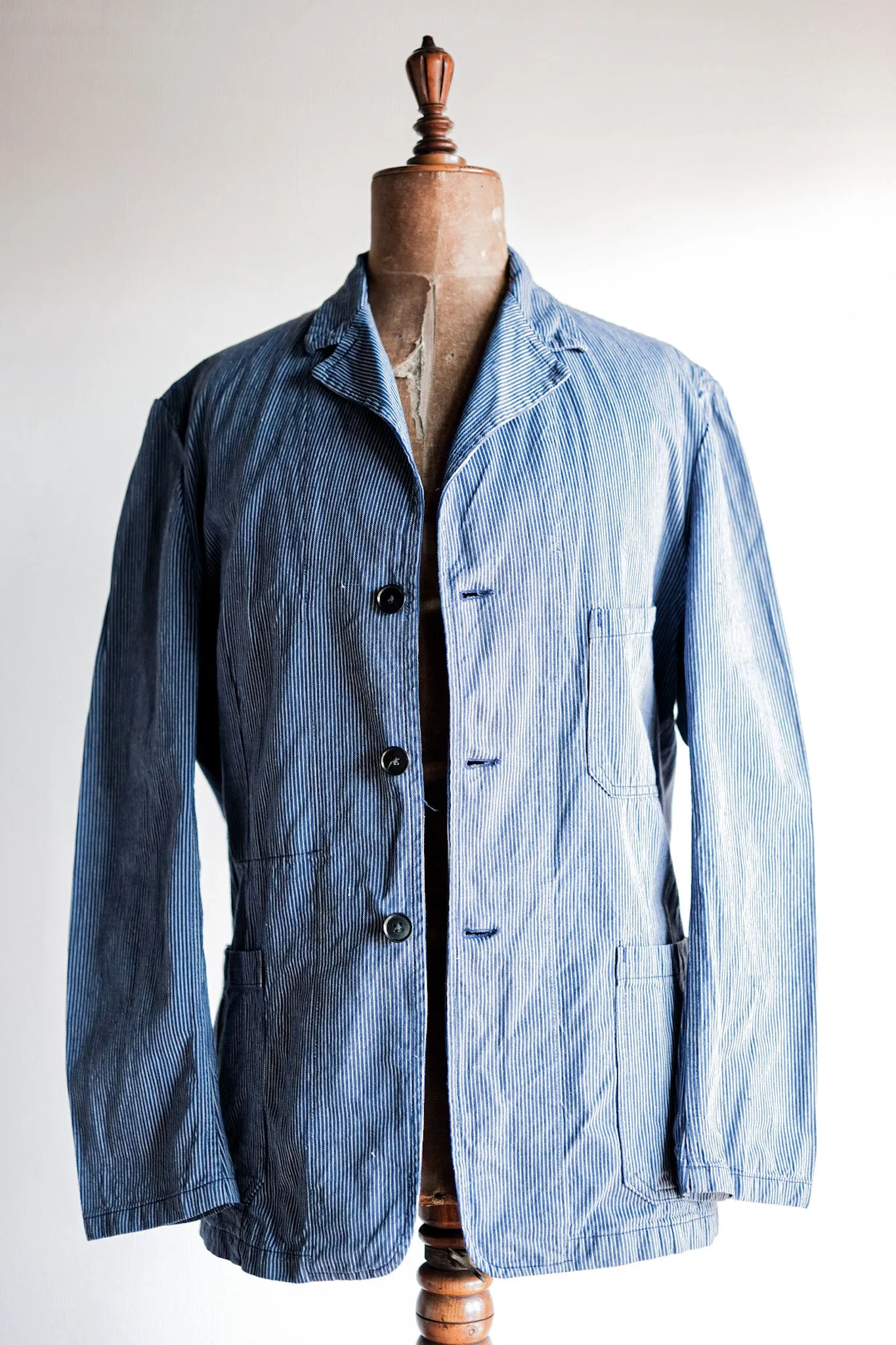【~ 60'S】 Veste de travail à rayures en coton vintage français 