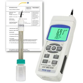 Analyseur d'eau PCE-228, pH, redox et température, pour liquides + certificat ISO