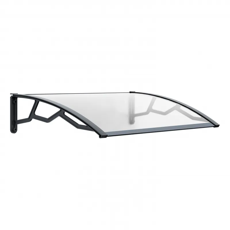 Auvent de Porte d'Entrée 80 x 120 cm - Polycarbonate Anti UV Marquise Extérieure Transparente - Protection Intempéries Art 