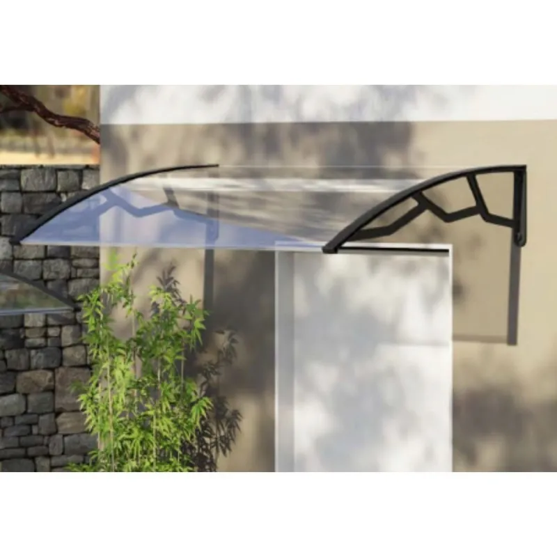 Auvent de Porte d'Entrée 80 x 120 cm - Polycarbonate Anti UV Marquise Extérieure Transparente - Protection Intempéries Art 