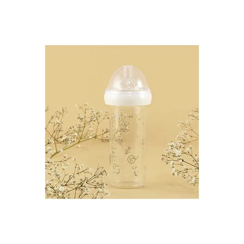 Biberon verre 240 ml 0m+ Gypsophile vert