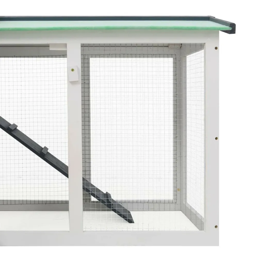 Clapier large d'extérieur 145 x 45 x 85 cm bois gris et blanc