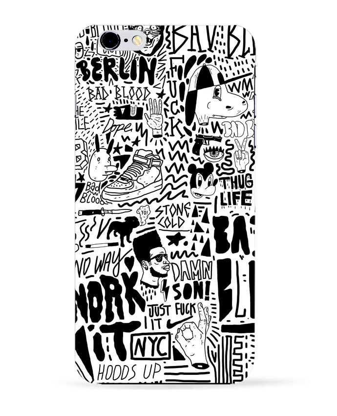  COQUE Iphone 6+ | Black White Street art Pattern de Nick cocozza