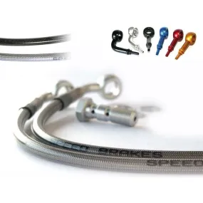 Durite de frein avant d'aviation SPEEDBRAKES inox/raccord rouge Kawasaki KLX 650 R