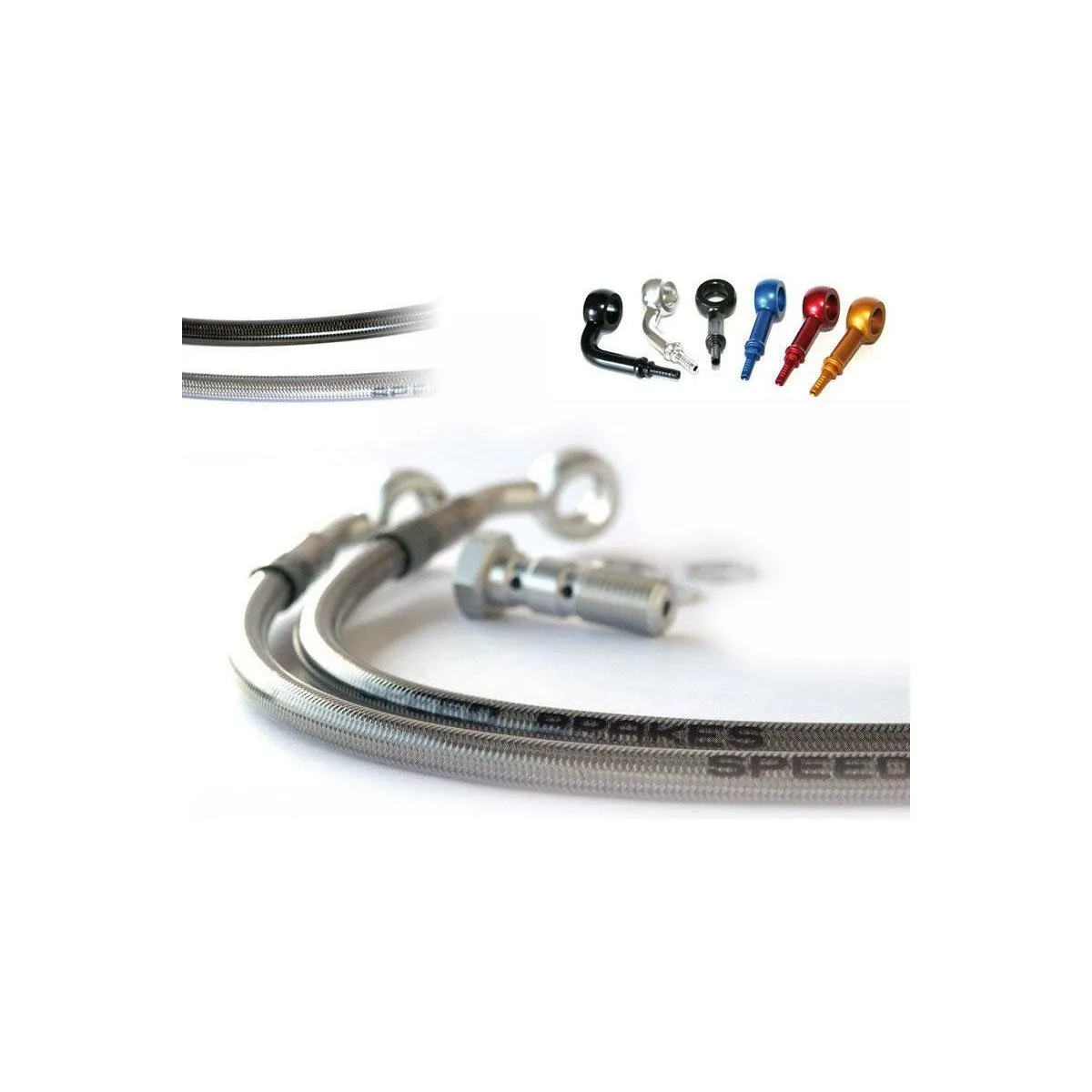 Durite de frein avant TECNIUM - Couleurs de durite et de raccords au choix - 500 EN 1990-1994
