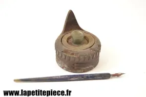 Encrier art de tranché et porte plume époque première guerre mondiale