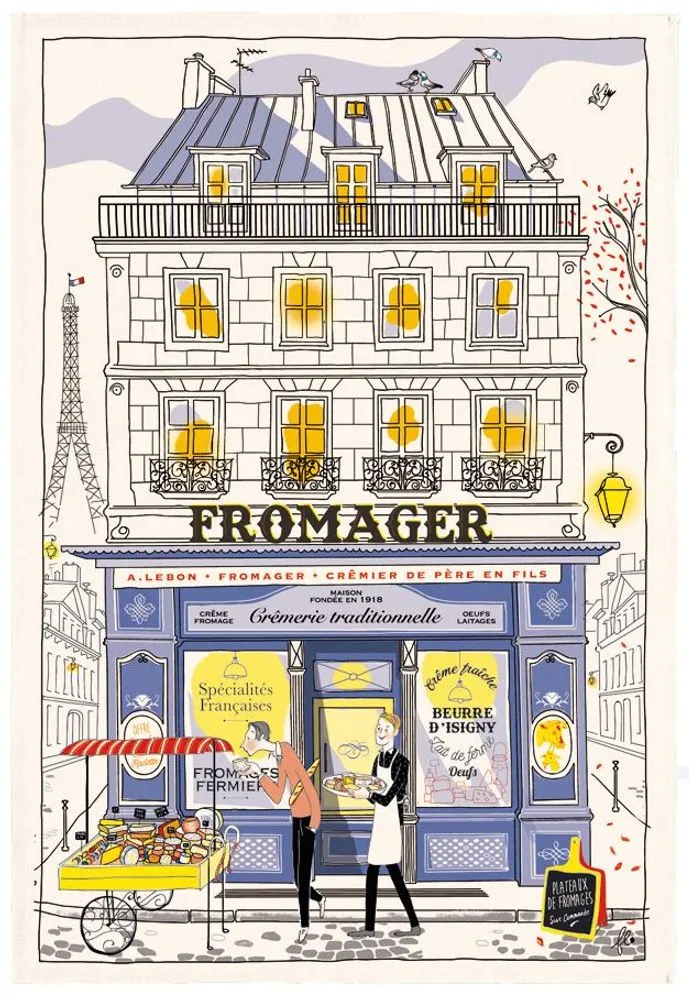 Kitchen towel facade fromager ecru 48 x 72