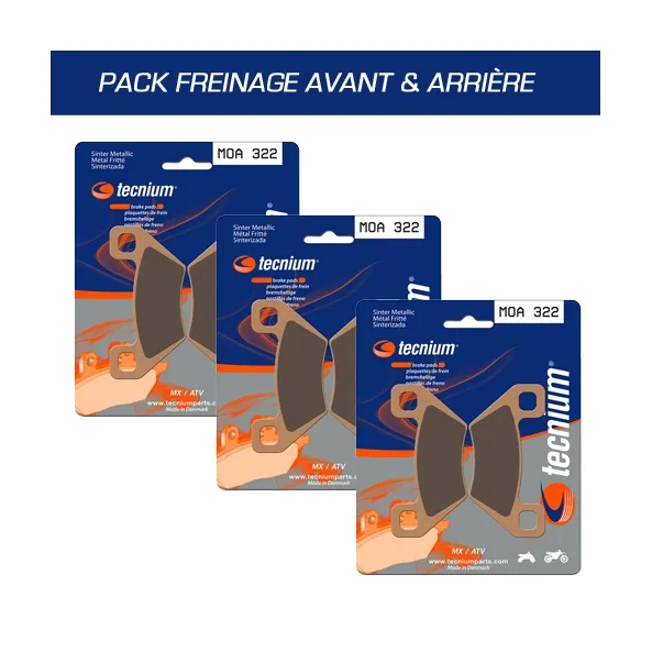 Pack plaquettes de frein avant et arrière TECNIUM pour ARCTIC CAT 500 EFT/TRV 2005-2009