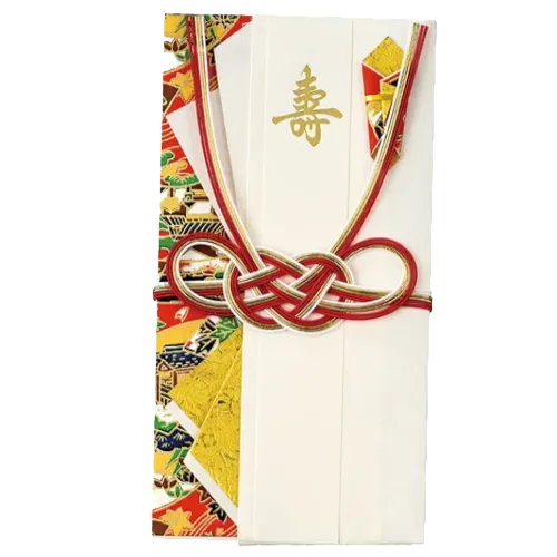 Shugi Bukuro nœud horizontal rouge et or 