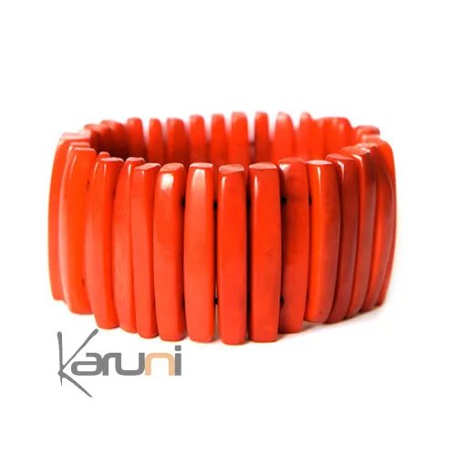 Tagua and Co Bracelet Manchette Graines Ivoire Végétale Art Déco Laminillas Rouge Bijoux Design Créa