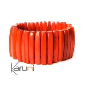 Tagua and Co Bracelet Manchette Graines Ivoire Végétale Art Déco Laminillas Rouge Bijoux Design Créa